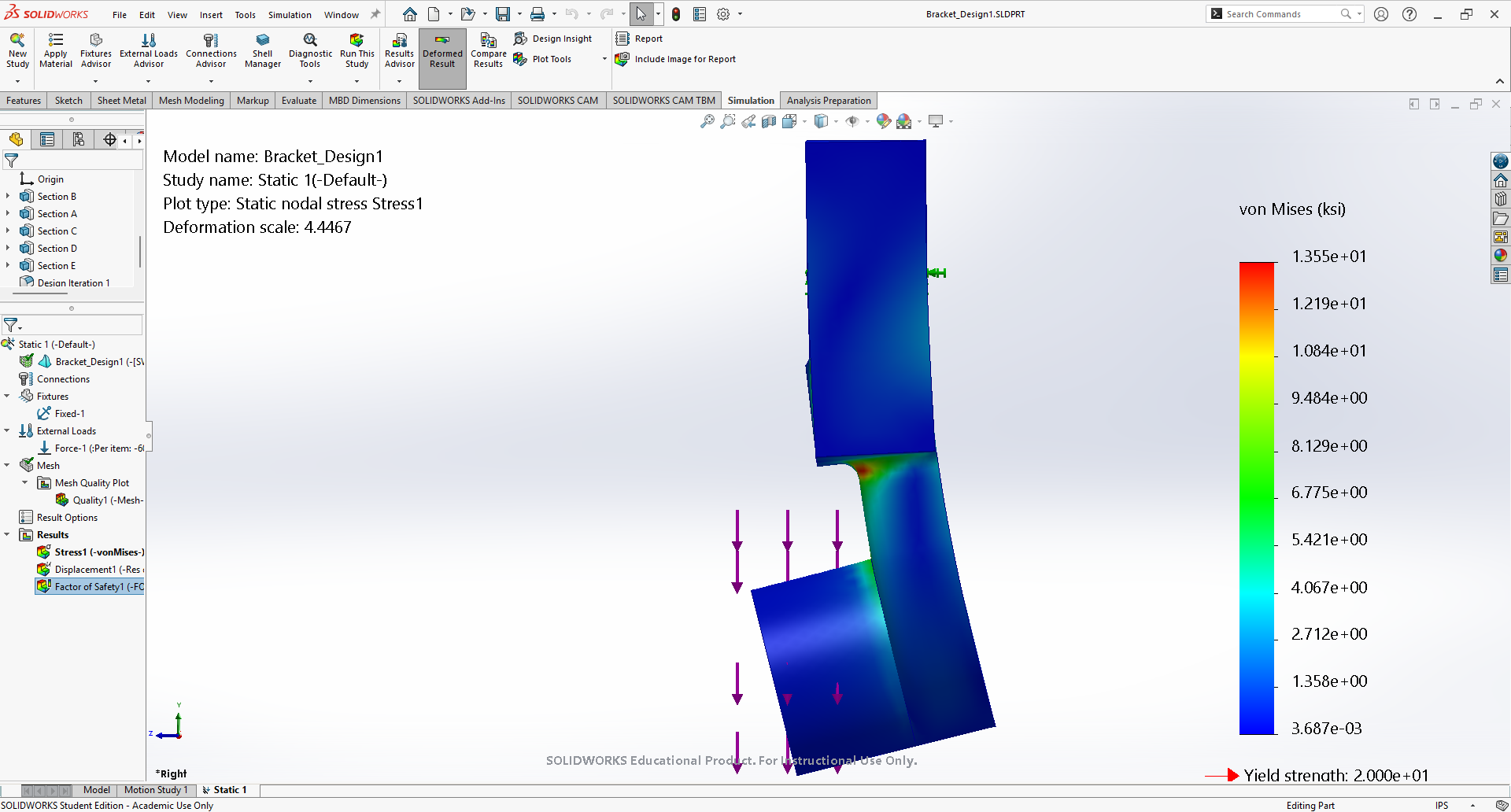 Side View of Stress (Scale:4.4467) - Design 2